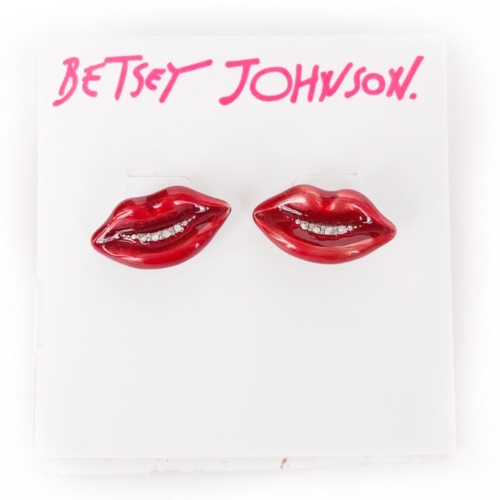 🌀 Betsey Johnson Snack Attack Kiss Lips Stud Earrings